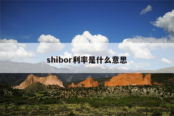 shibor利率是什么意思